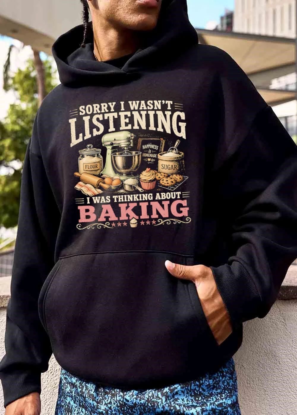 Sorry I Wasnt Listening Was Thinking About Baking Vintage Stand Mixer Flour Sugar Cupcake shirt