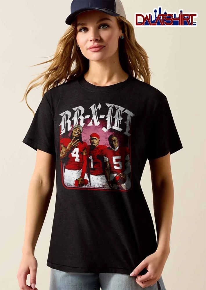 Rr X Jet Three Football Players Red Jerseys Numbers 4 1 5 Bootleg Portrait shirt