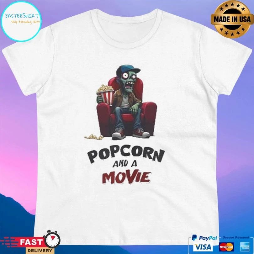 Zombie With Popcorn And A Movie T-shirts