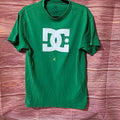 Vintage DC Skateboard Green Logo T Shirt, Men's Size Medium (Stained & Holes)