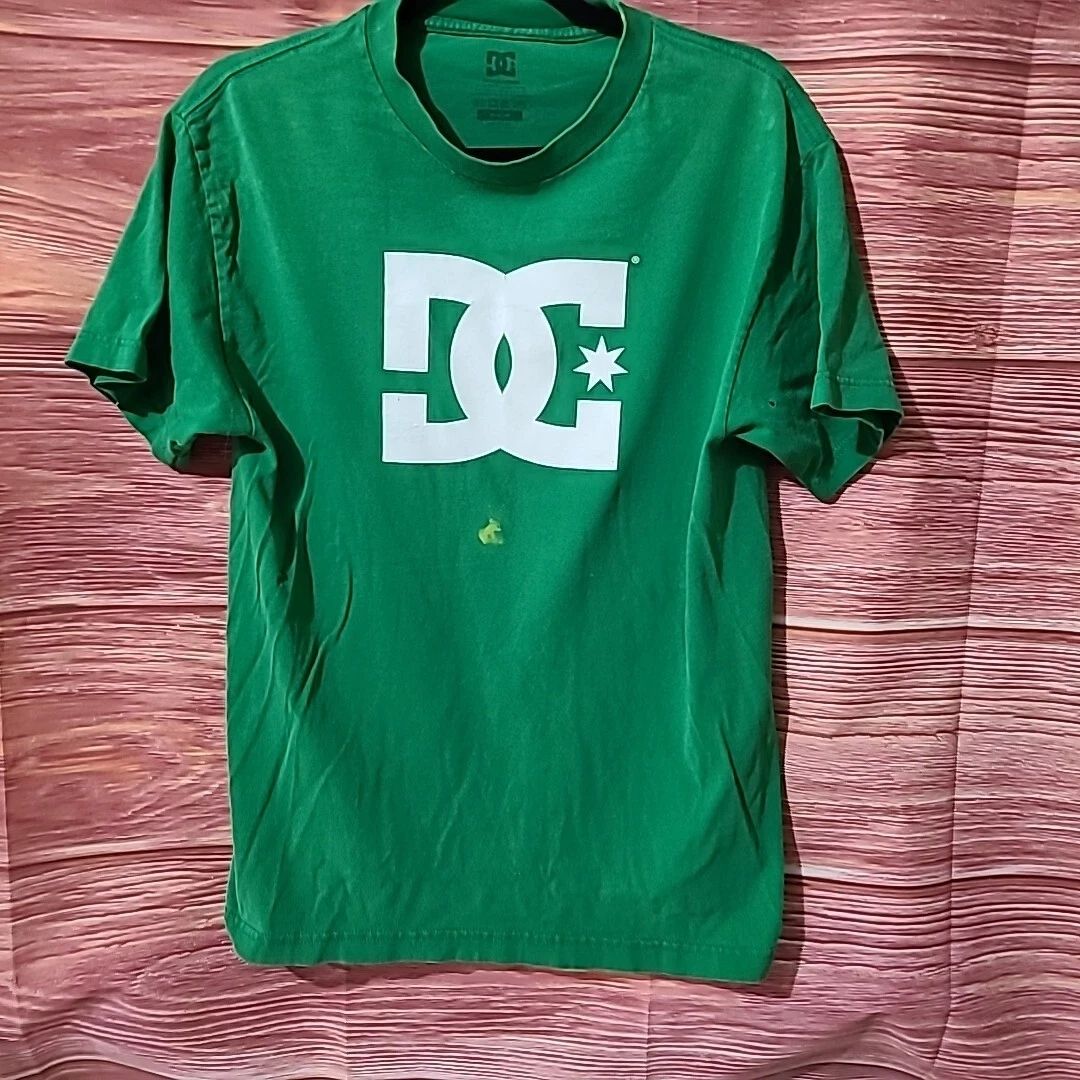 Vintage DC Skateboard Green Logo T Shirt, Men's Size Medium (Stained & Holes)