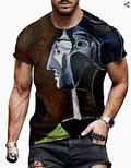 IWQBQ Mens Funky Casual Short Sleeve  Art T-shirt  Printed,Large