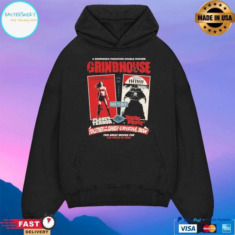 Grindhouse A Rodriguez Tarantino Double Feature Together In One Smash Explosive Show Two Great Movies For The Price Of One T-shirts