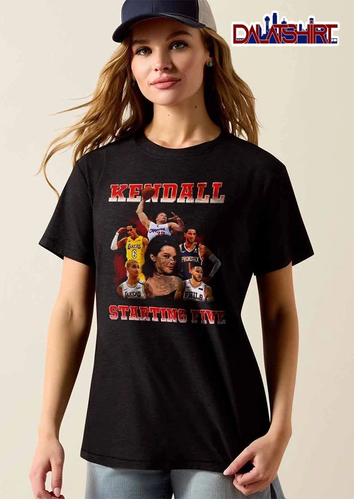 Kendall Starting Five Woman Surrounded By NBA Basketball Players Collage shirt