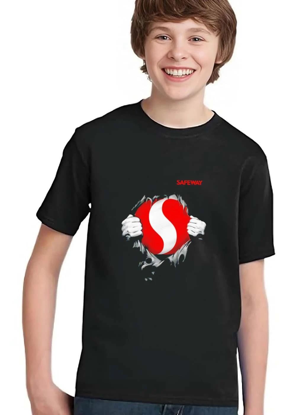 Safeway Hands Tearing Open Black Chest Revealing Red White Logo shirt
