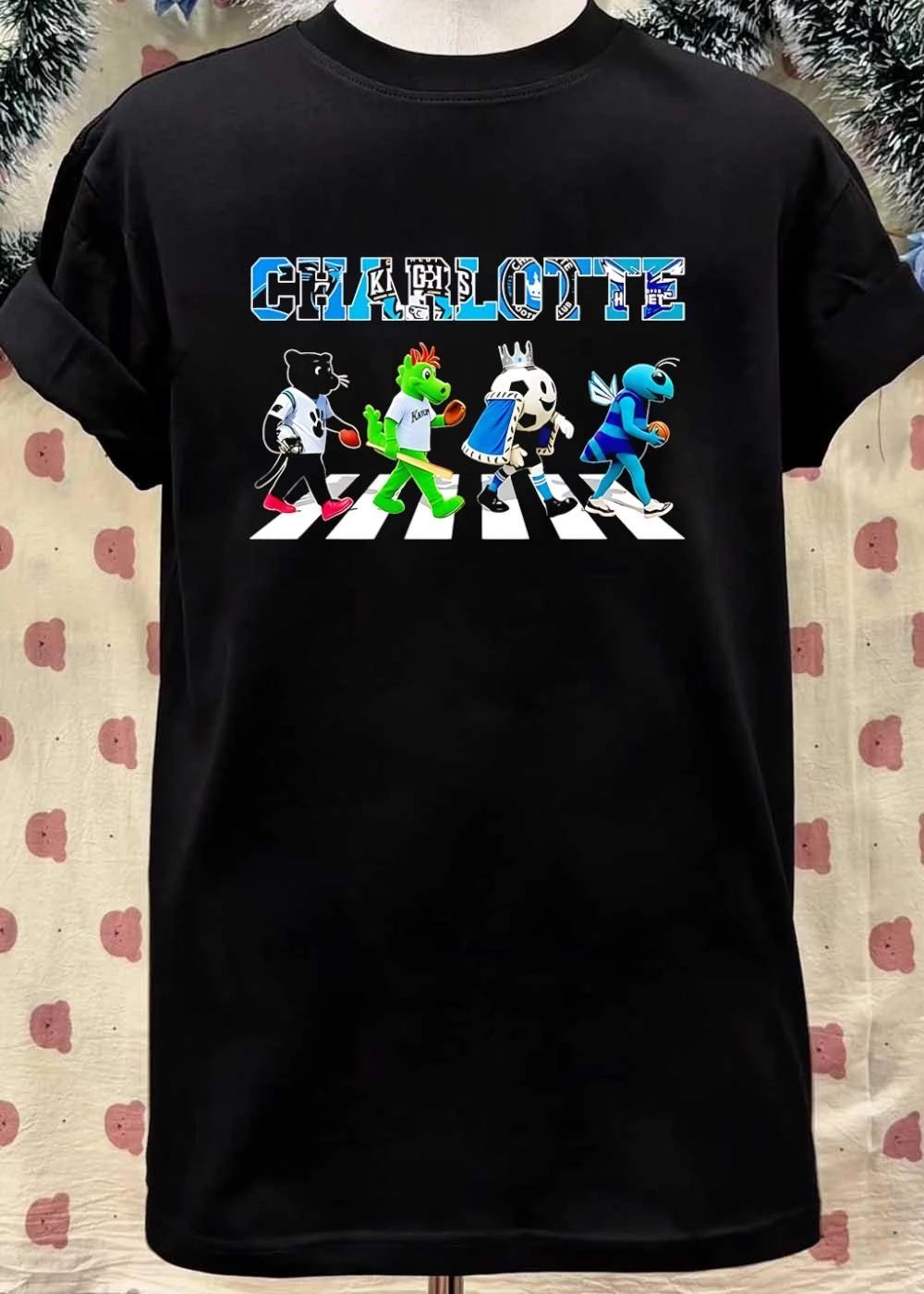Charlotte Mascots Abbey Road Walk Carolina Panthers Knights FC Hornets shirt