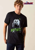 Britney Bootleg Grayscale Female Portrait Neon Green Graffiti Star shirt
