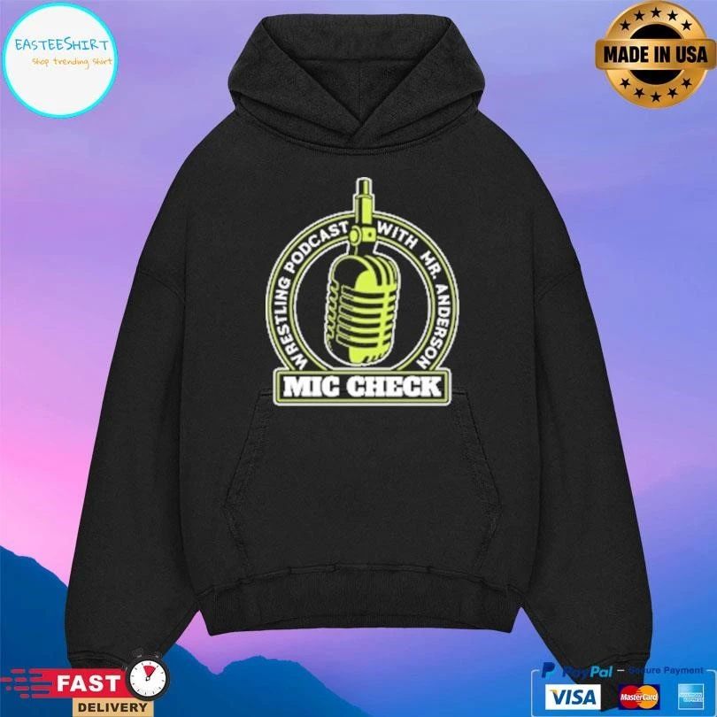 Mic Check Wrestling Podcast With Mr Anderson Logo Mic T-shirts