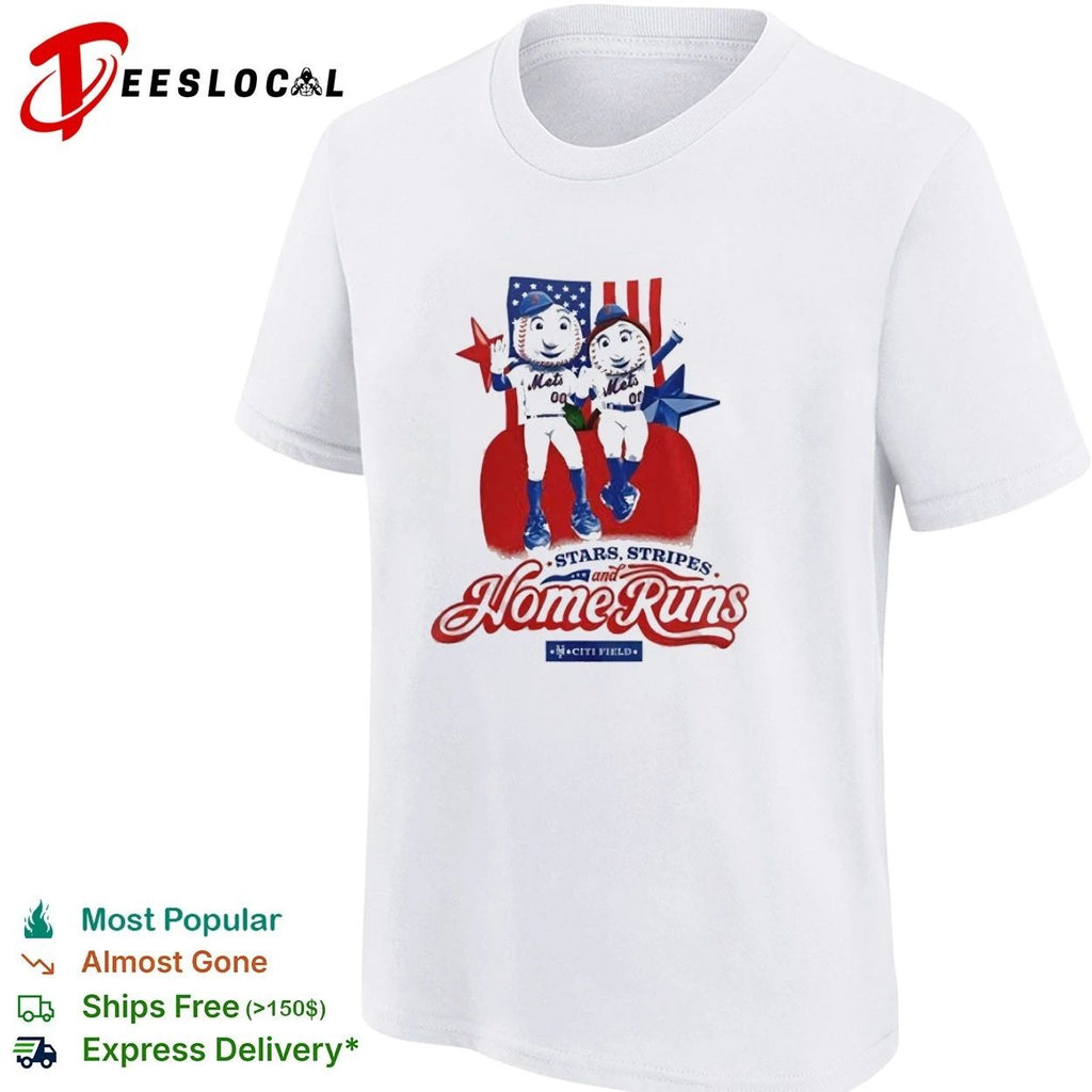 Stars Stripes and Home Runs NY Mets USA 250th Anniversary T-shirt