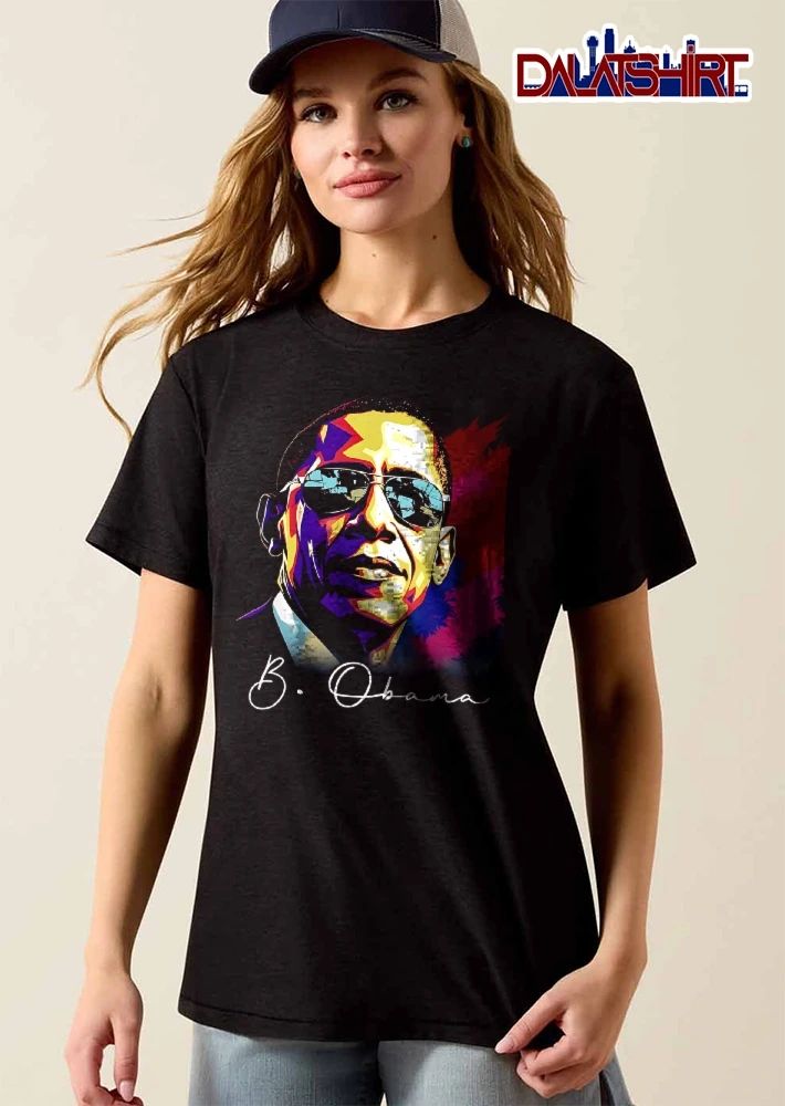 B Obama Colorful Neon Portrait Aviator Sunglasses Reflection shirt