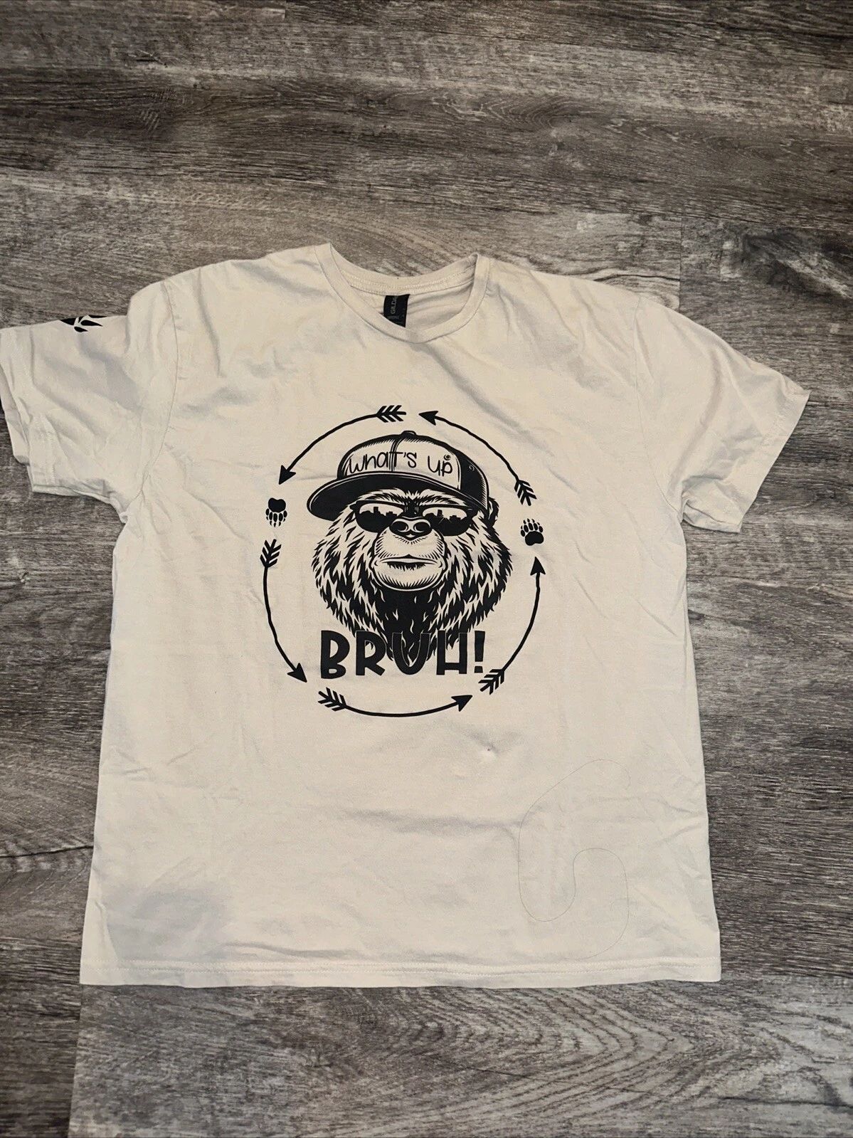 What's Up BRUH Tan Men’s Shirt, Cool Hip Trendy Funny Size L