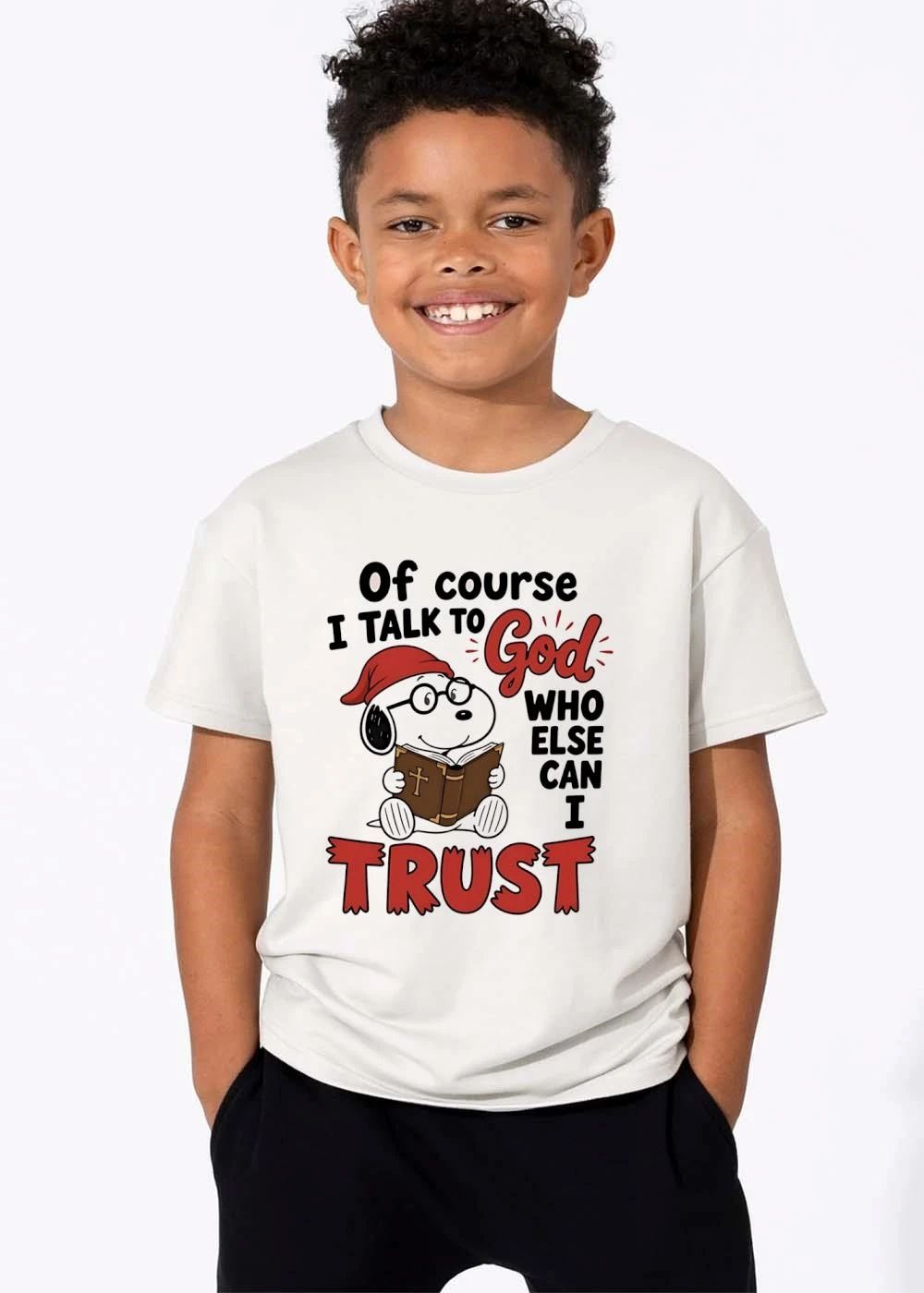 Of Course I Talk To God Who Else Can Trust Cartoon Dog Reading Bible Glasses shirt