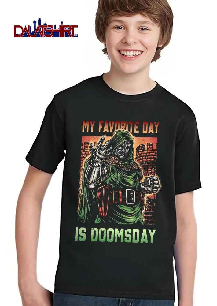 My Favorite Day Is Doomsday Hooded Masked Villain Brick Wall Comic shirt