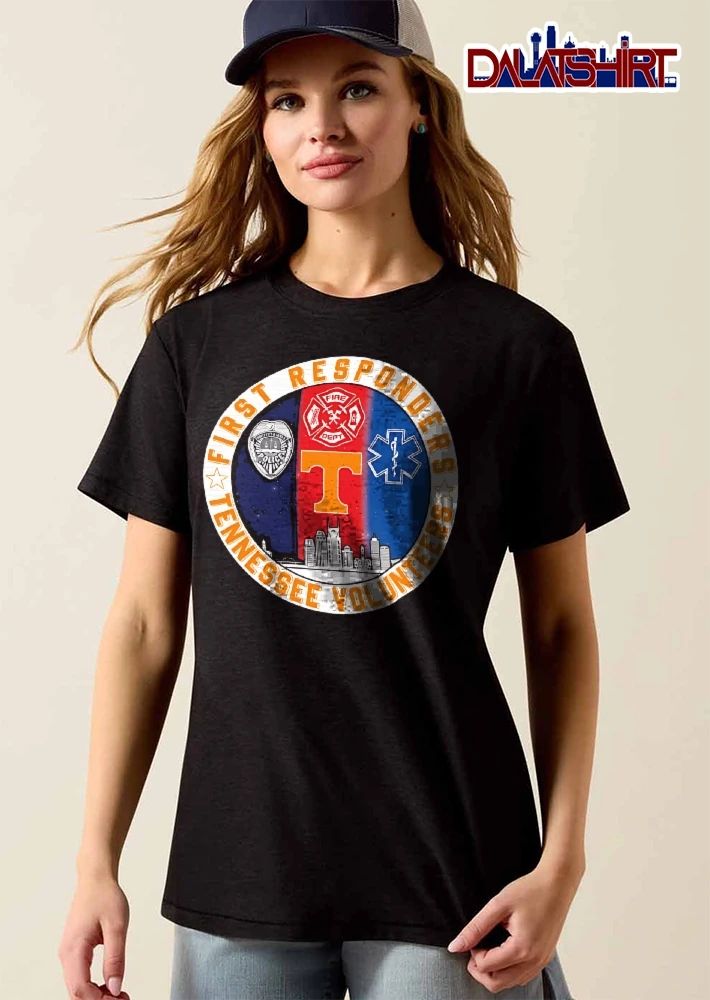 Tennessee Volunteers NCAA First Responders Police Fire Dept Badge Maltese Cross Star Of Life Skyline Emblem shirt