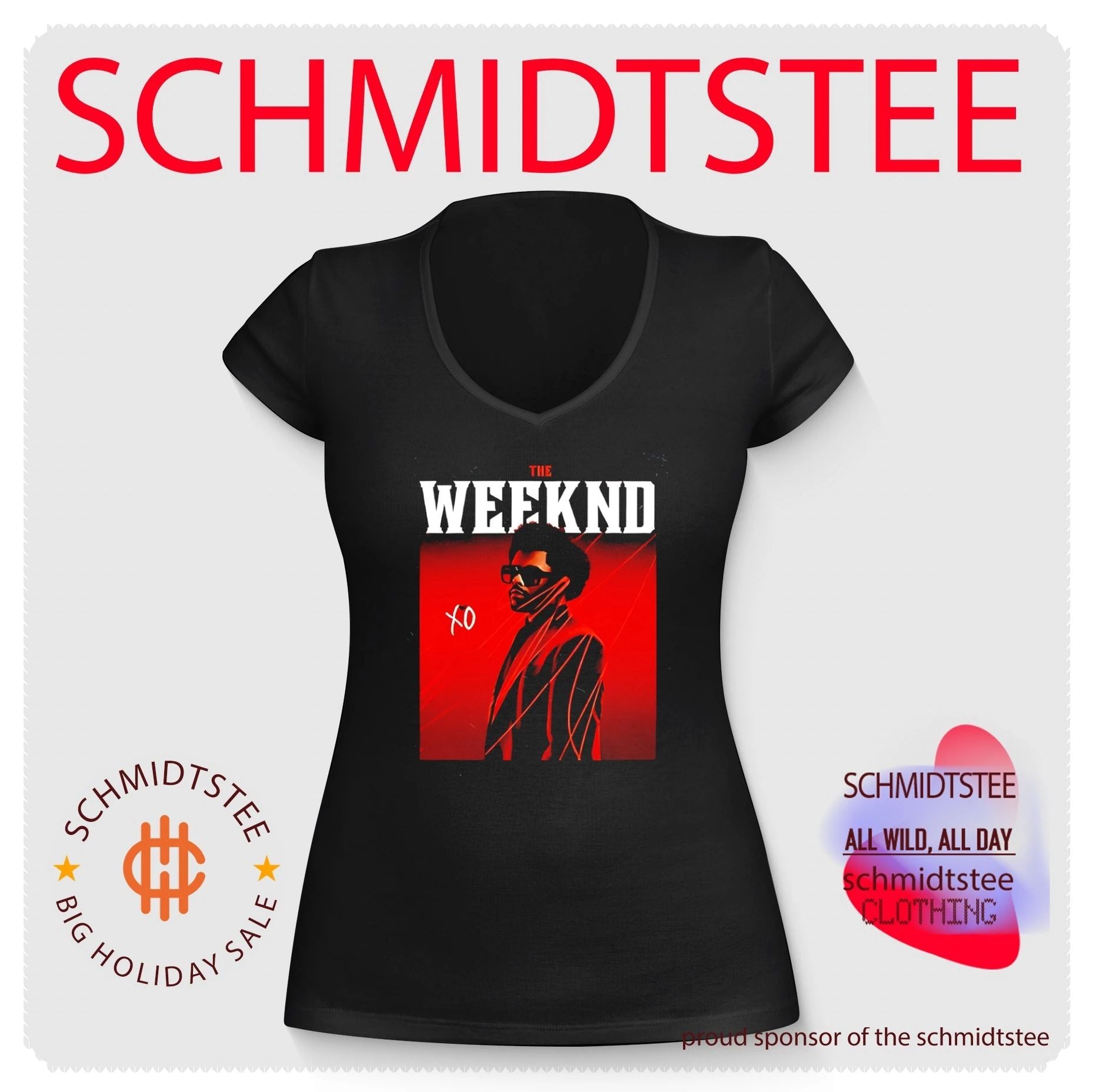 The Weeknd XO red lighting portrait shirt