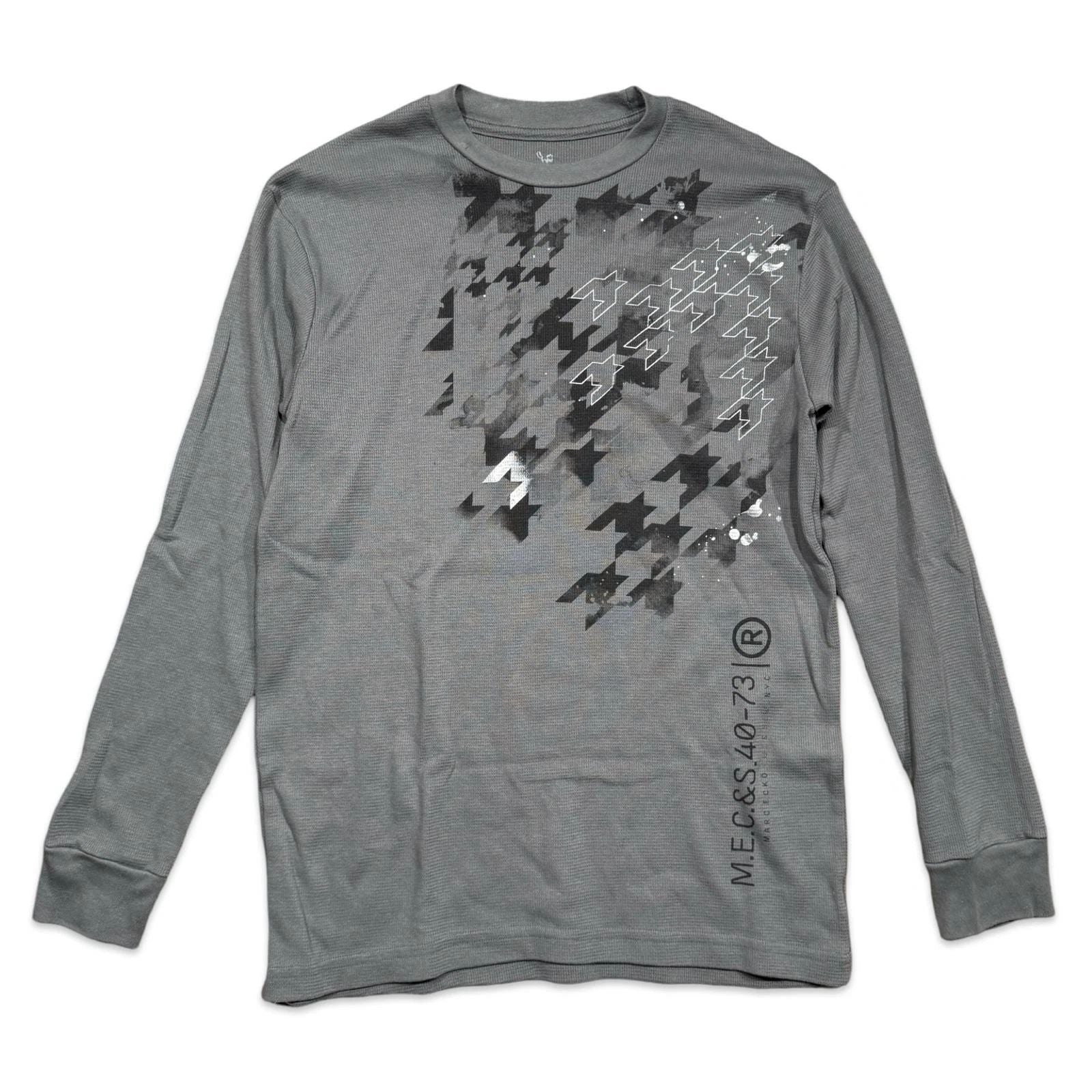 Marc Ecko Long Sleeve Houndstooth Graphic Shirt