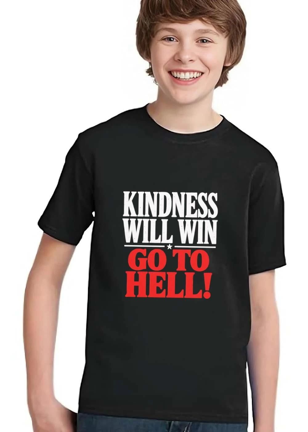 Kindness Will Win Go To Hell Distressed Typography Star Divider shirt