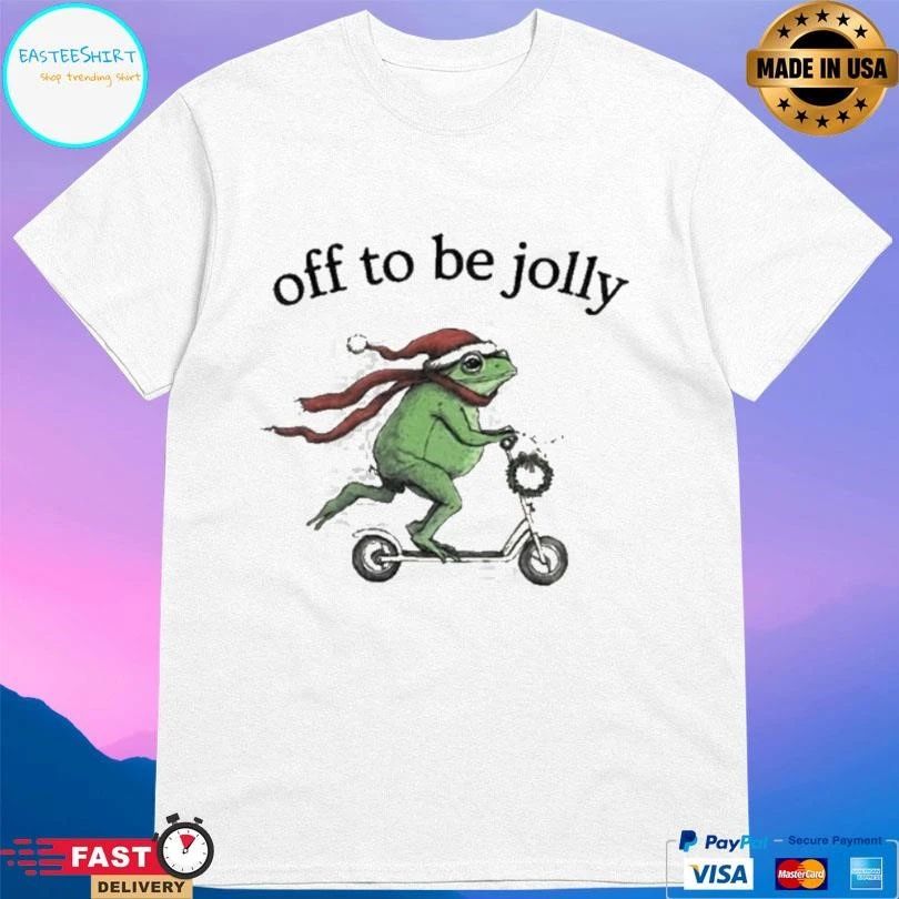Silly Frog Scooter Meme Off To Be Jolly Merry Christmas 2025 T-shirts