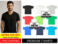 Plain T-shirts V Neck Cotton Premium Quality [Small ~ 5XL] Blank [ JOHN SON ]