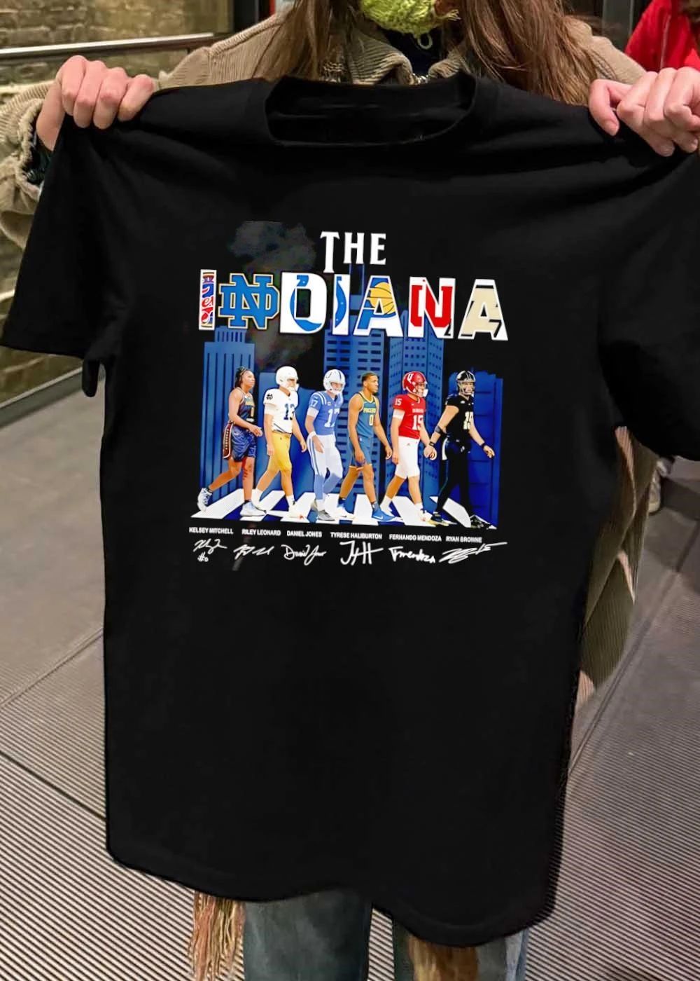 The Indiana Kelsey Mitchell Riley Leonard Roster Athletes Walking Abbey Road Crosswalk shirt