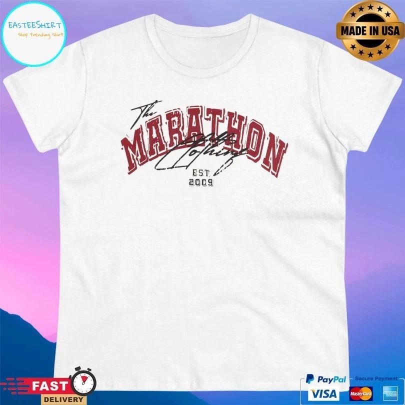 The Marathon Clothing Arch And Script Est 2009 T-shirts