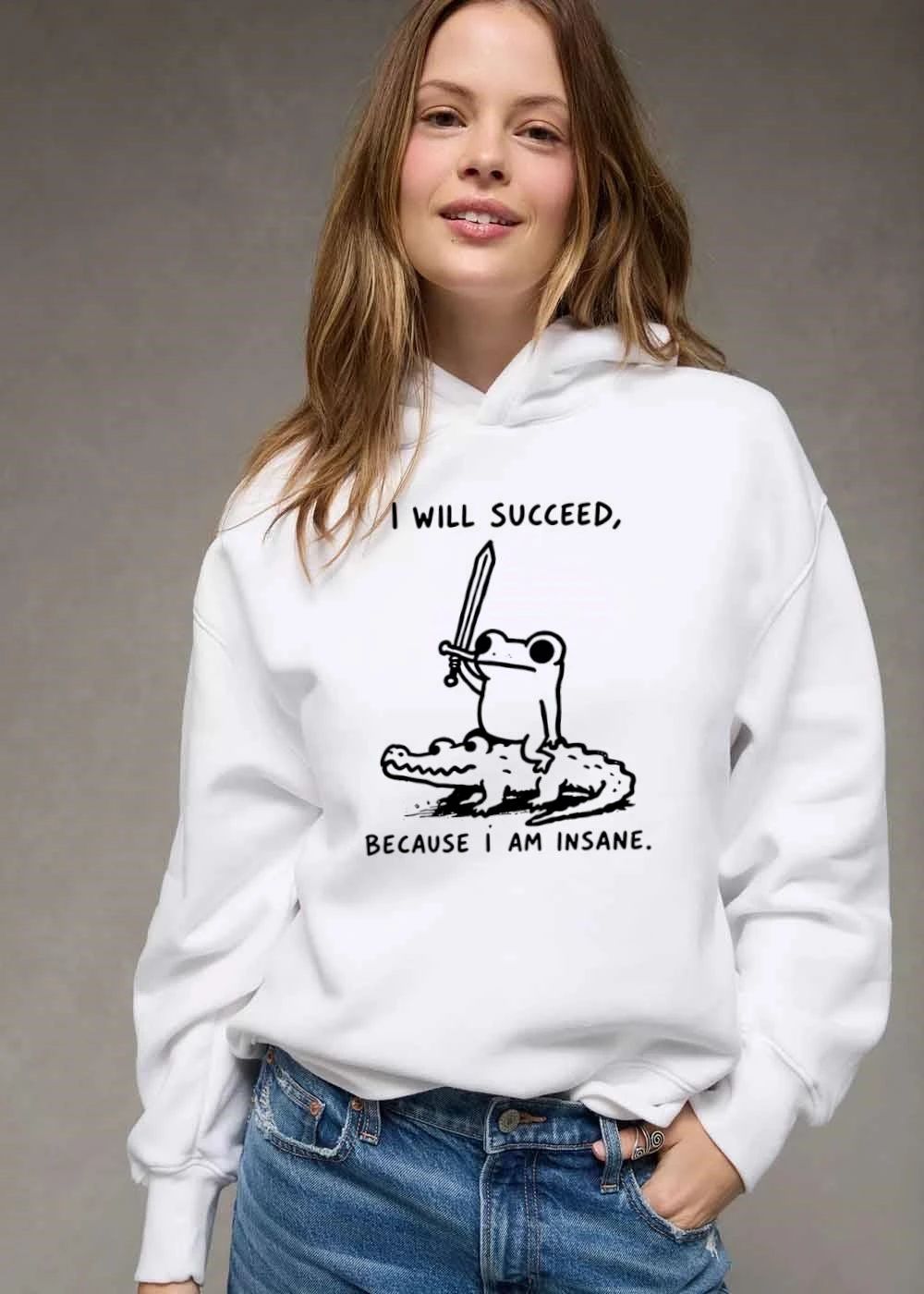 I Will Succeed Because Am Insane Cartoon Frog Holding Sword Riding Alligator shirt