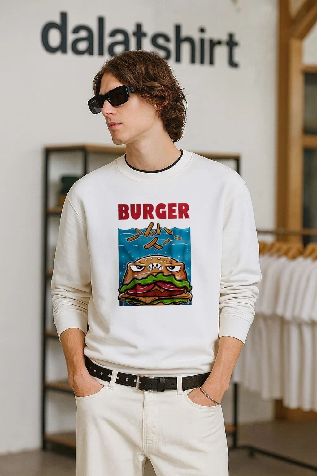 Angry burger with fries Burger shirt