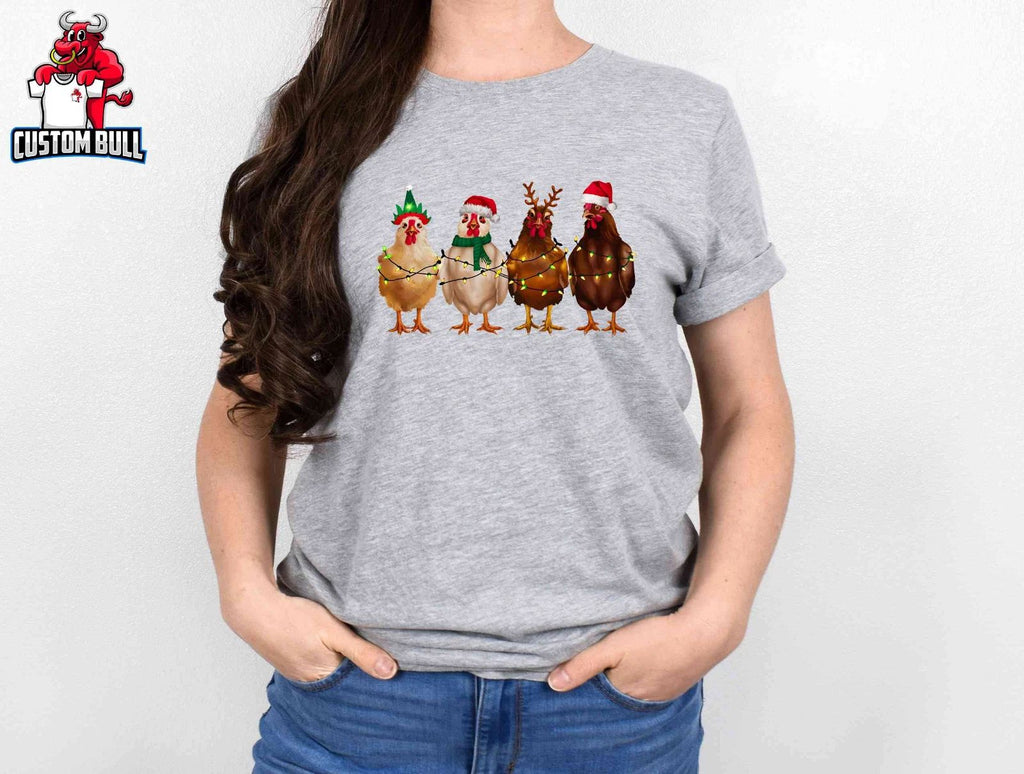 Cute Christmas Chickens Shirt, Farm Chickens T-Shirt, Animals Christmas Tee