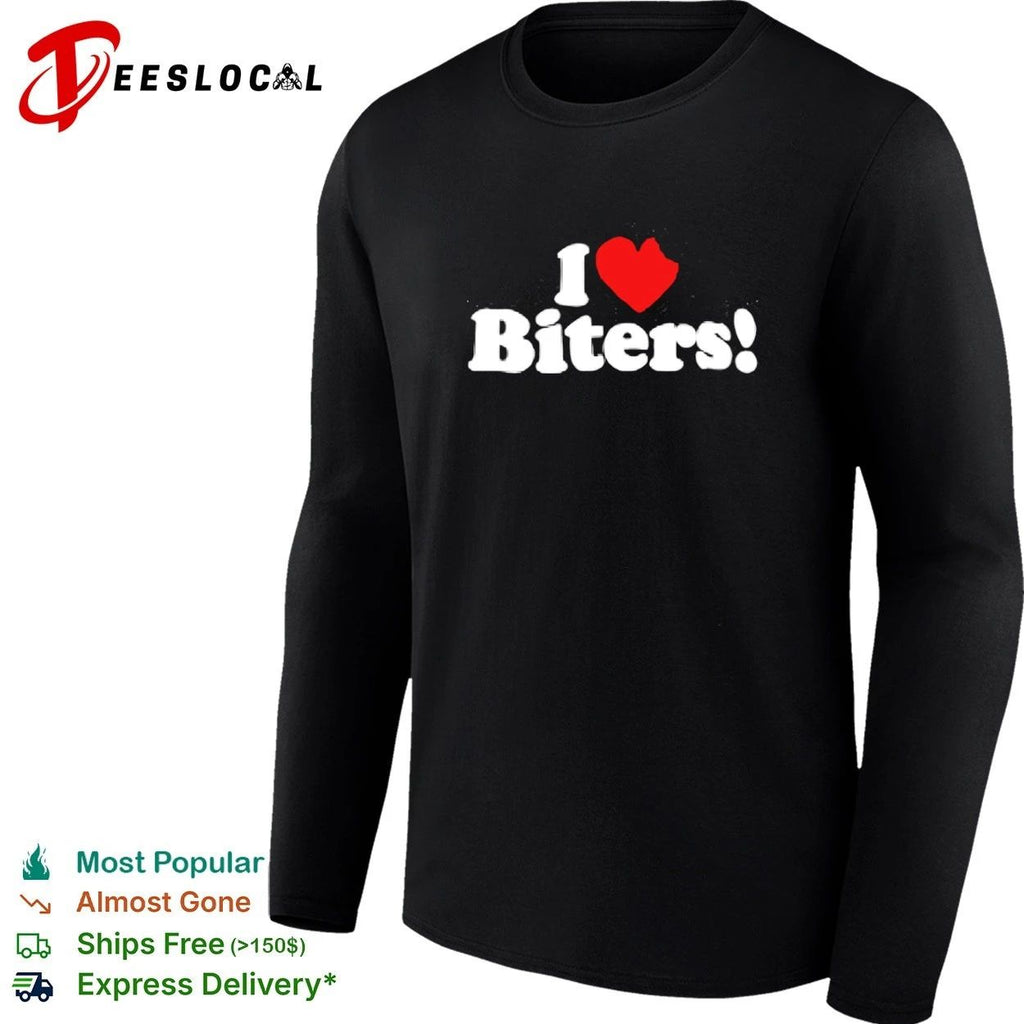 I Love Biters biting funny humor slogan T-shirt