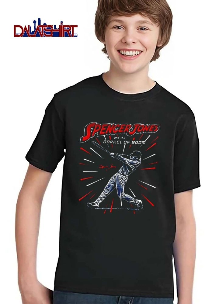Spencer Jones And The Barrel Of Boom Baseball Batter Swinging Bat Burst Rays shirt
