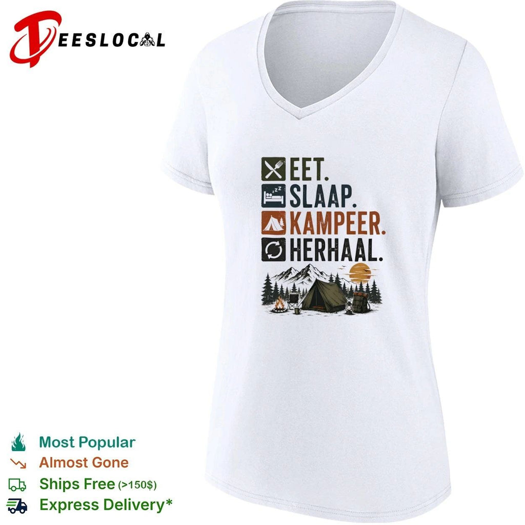 Eet Slaap Kampeer Herhaal Camping kamperen T-shirt