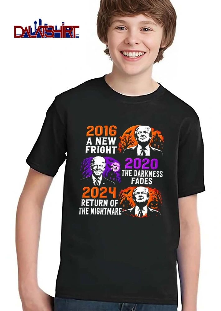 2016 A New Fright 2020 The Darkness Fades 2024 Return Of Nightmare Donald Trump Joe Biden Halloween Portraits shirt