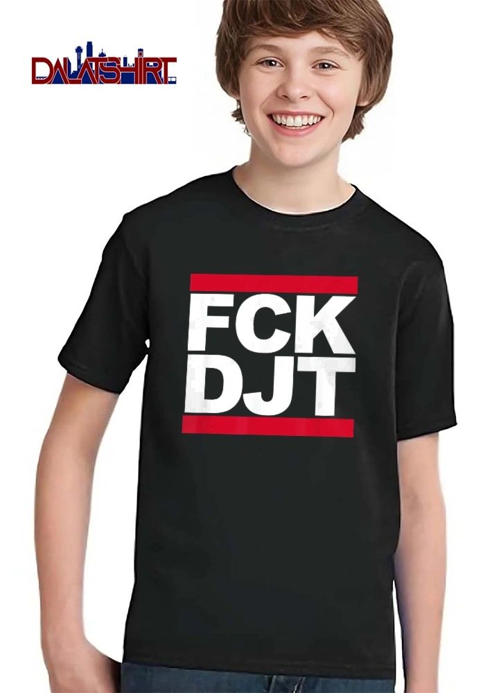 Fck Djt Stacked White Block Typography Horizontal Stripes shirt