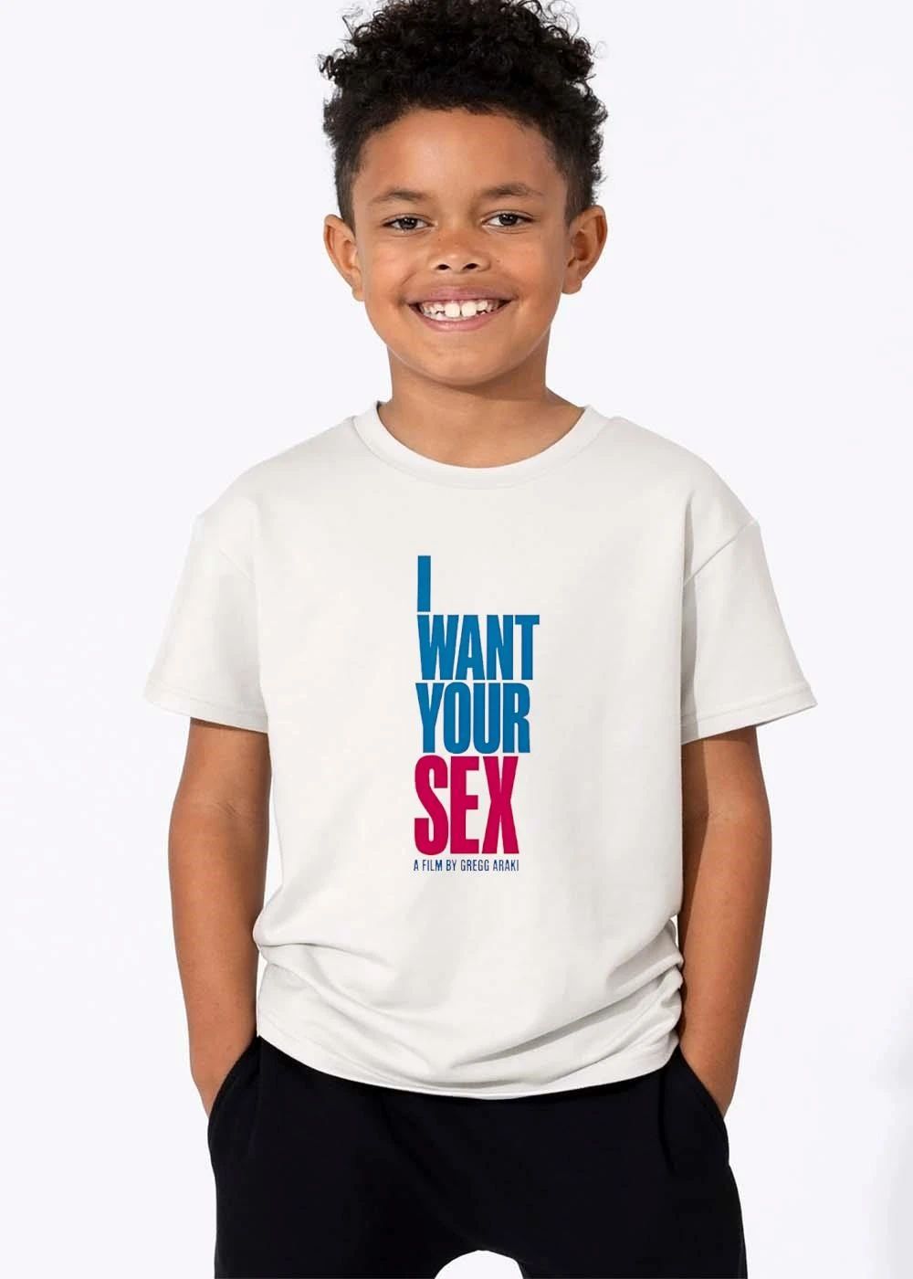 I Want Your Sex A Film By Gregg Araki Stacked Blue Pink Typography shirt
