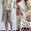 Men's Lightweight Casual Shorts with Elastic Waist and Stylish Button Design