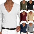Men Slim Fit Long Sleeve Pullover Men Sport Plain Solid Color T Shirts Casual