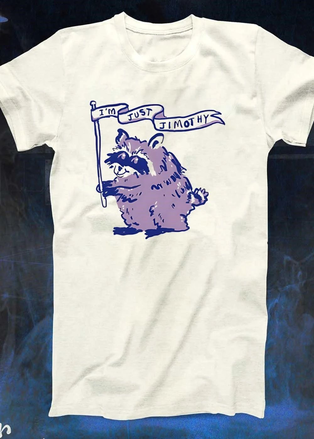 Cute Raccoon Holding a Flag I Am Just Jimothy shirt