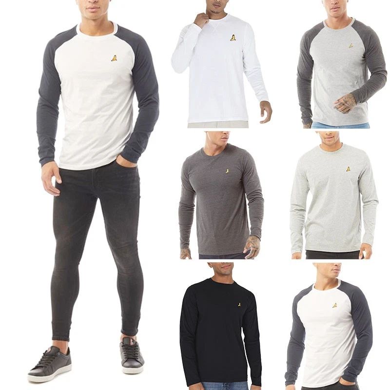 BRAVE SOUL Mens Long Sleeve T Shirts Crew Neck Casual Top Summer Cotton Tee NEW