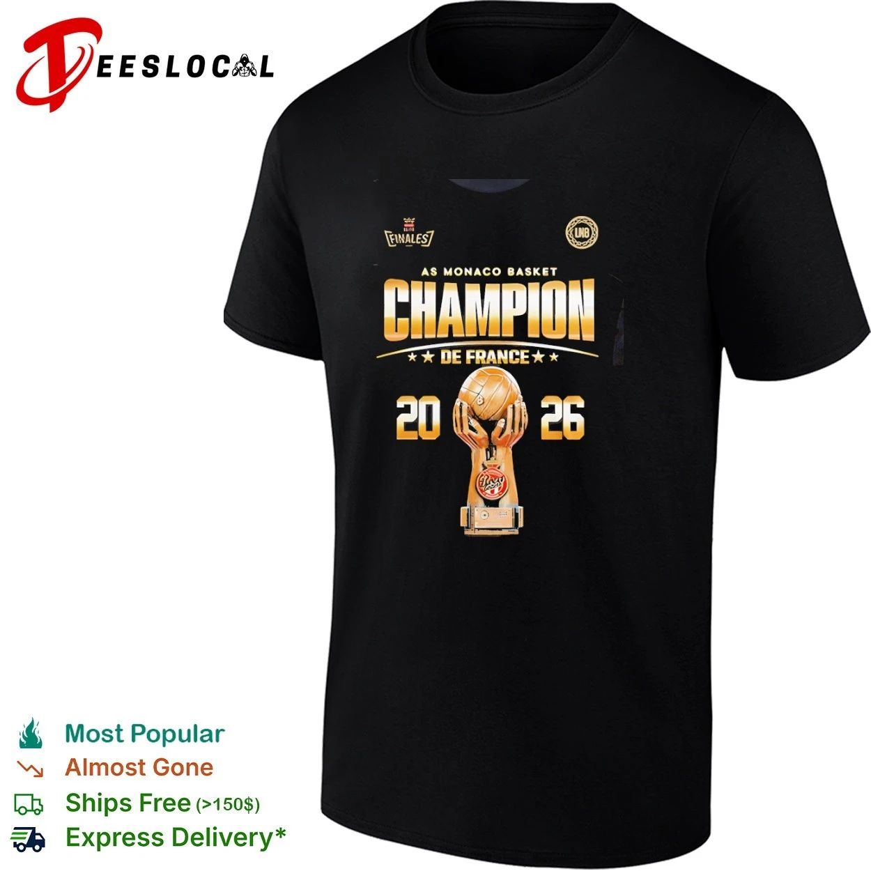 AS Monaco Basket Champion de France 2026 AS Monaco Basket French League Champions T-shirt