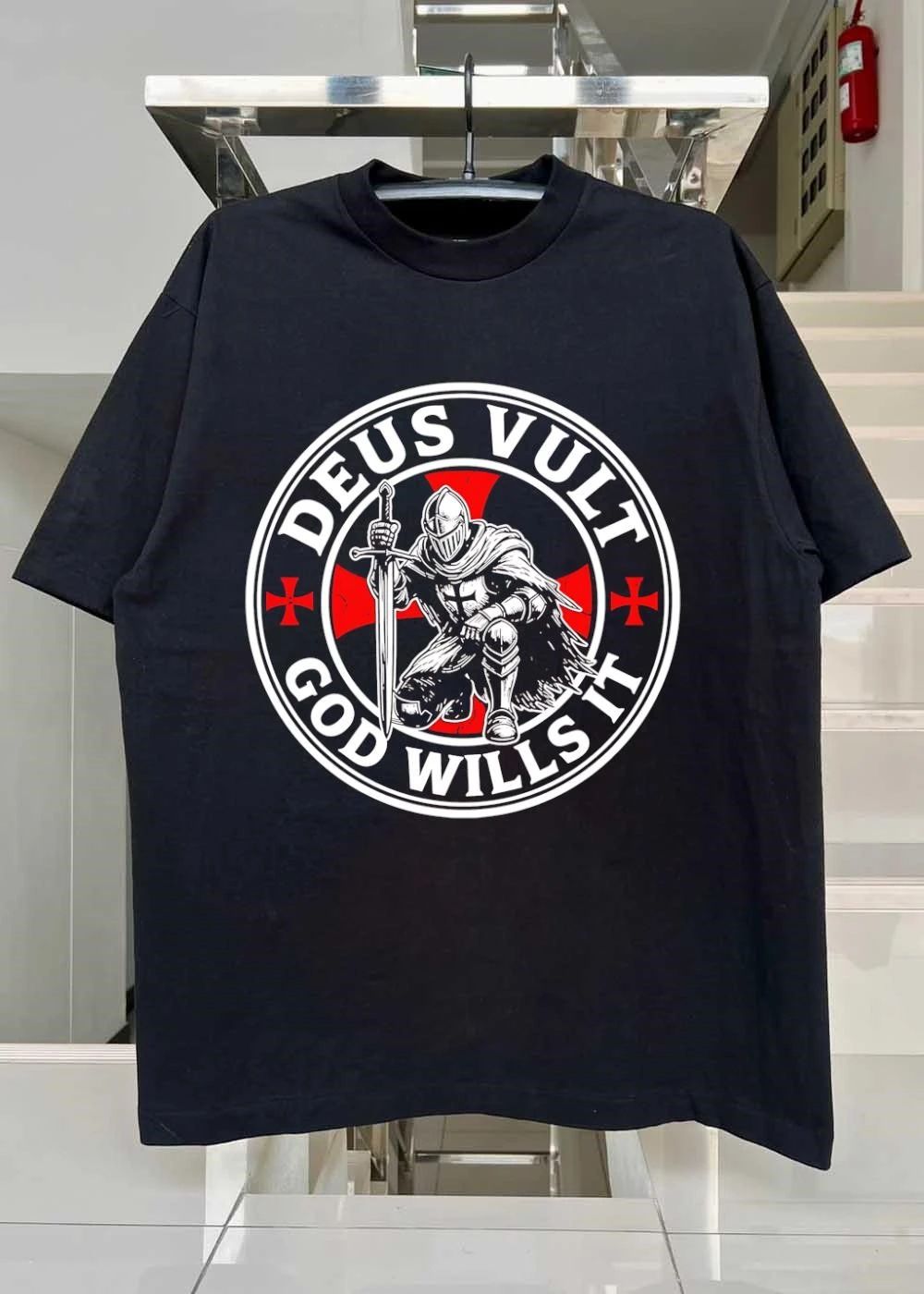 Kneeling Knight Holding Sword Deus Vult God Wills It Shirt