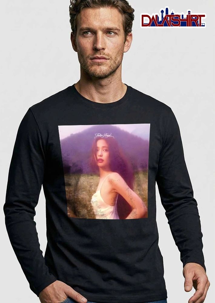 Fallen Angel Woman In Flower Field Mountain Background Photo shirt