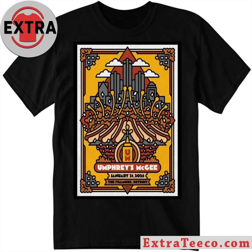 Umphrey’s McGee The Fillmore Detroit January 31 2026 Concert Poster T-Shirt
