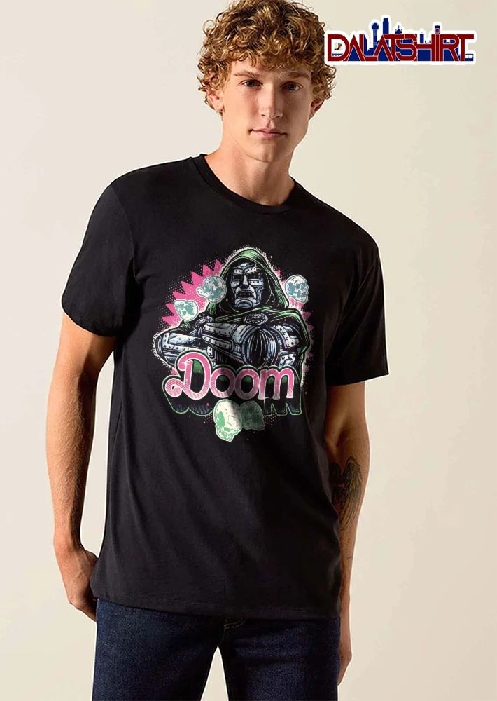 Doom Masked Hooded Supervillain Crossed Gauntlets Skulls shirt