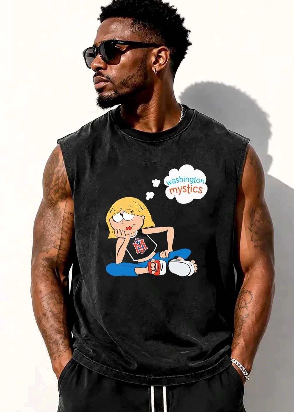 Premium Washington Mystics WNBA Cartoon Blonde Girl Daydreaming Sitting shirt