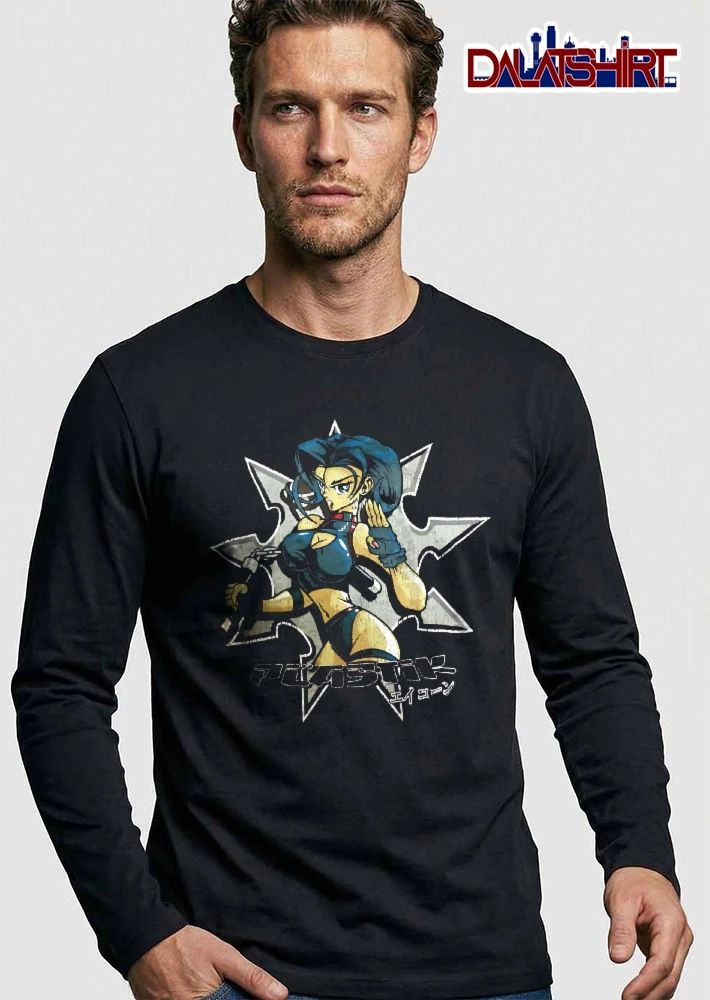 Plastik Anime Kunoichi Holding Nunchucks Distressed Shuriken shirt
