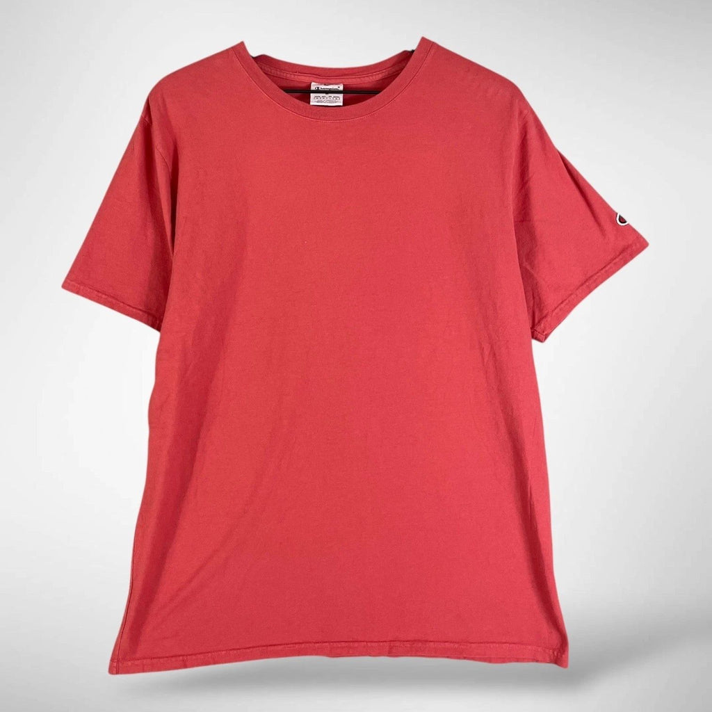 Champion Red Cotton Crewneck Short Sleeve T Shirt Men's Medium C Logo