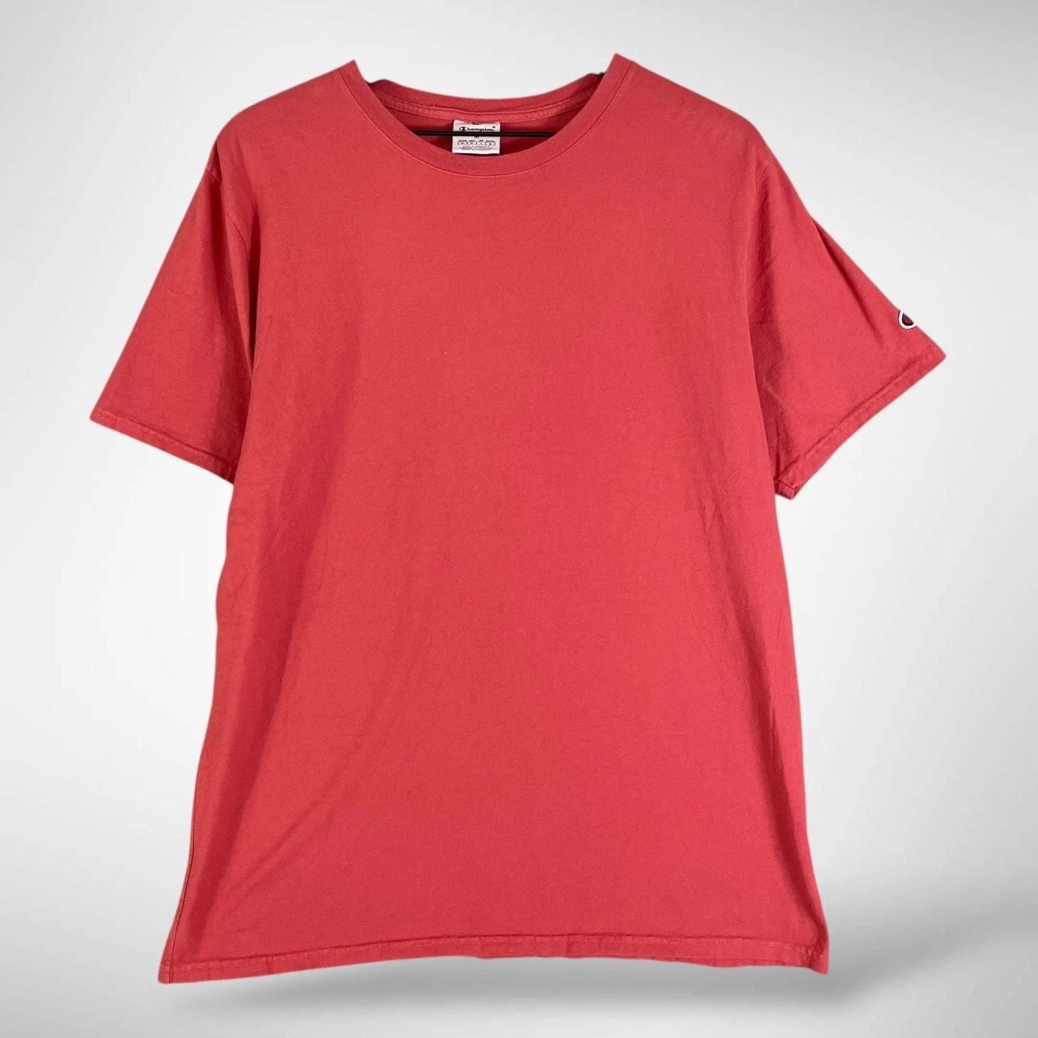 Champion Red Cotton Crewneck Short Sleeve T Shirt Men's Medium C Logo
