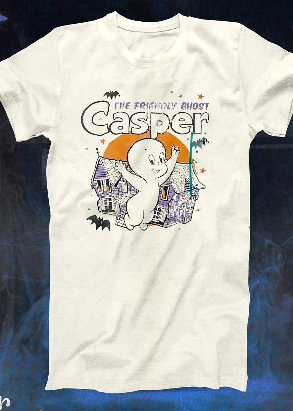 Casper the Friendly Ghost Floating Over Haunted House T-Shirt