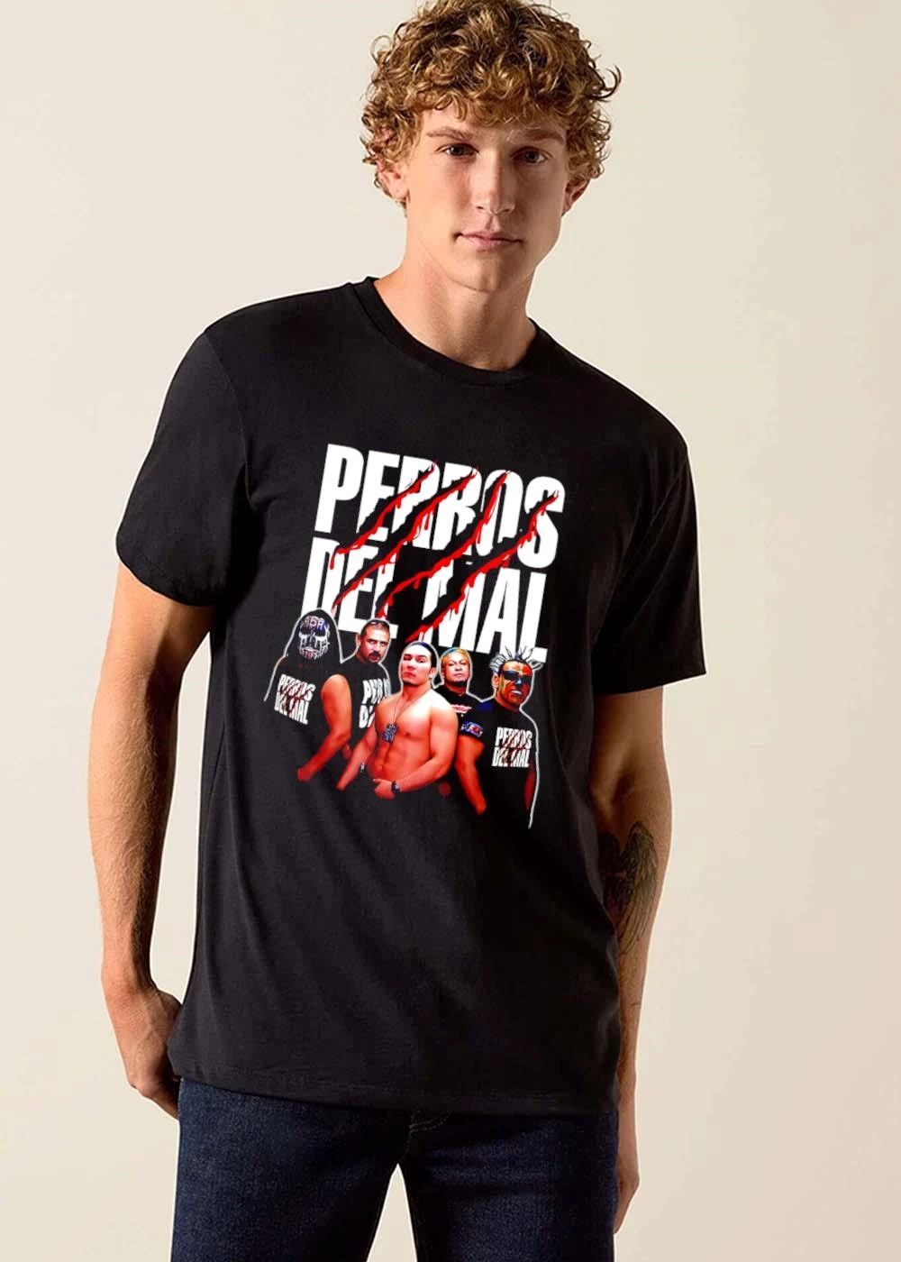 Perros Del Mal Five Lucha Libre Wrestlers Photo Red Scratch Marks shirt