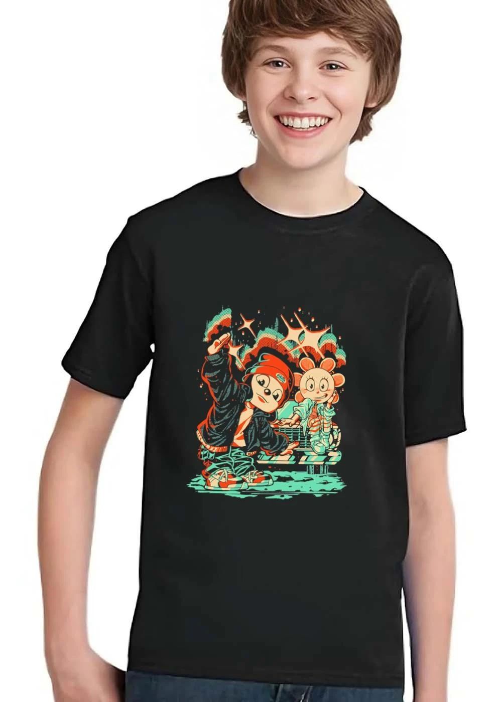 Parappa Flower Girl Posing Car Sparkles Halftone Retro Cartoon shirt